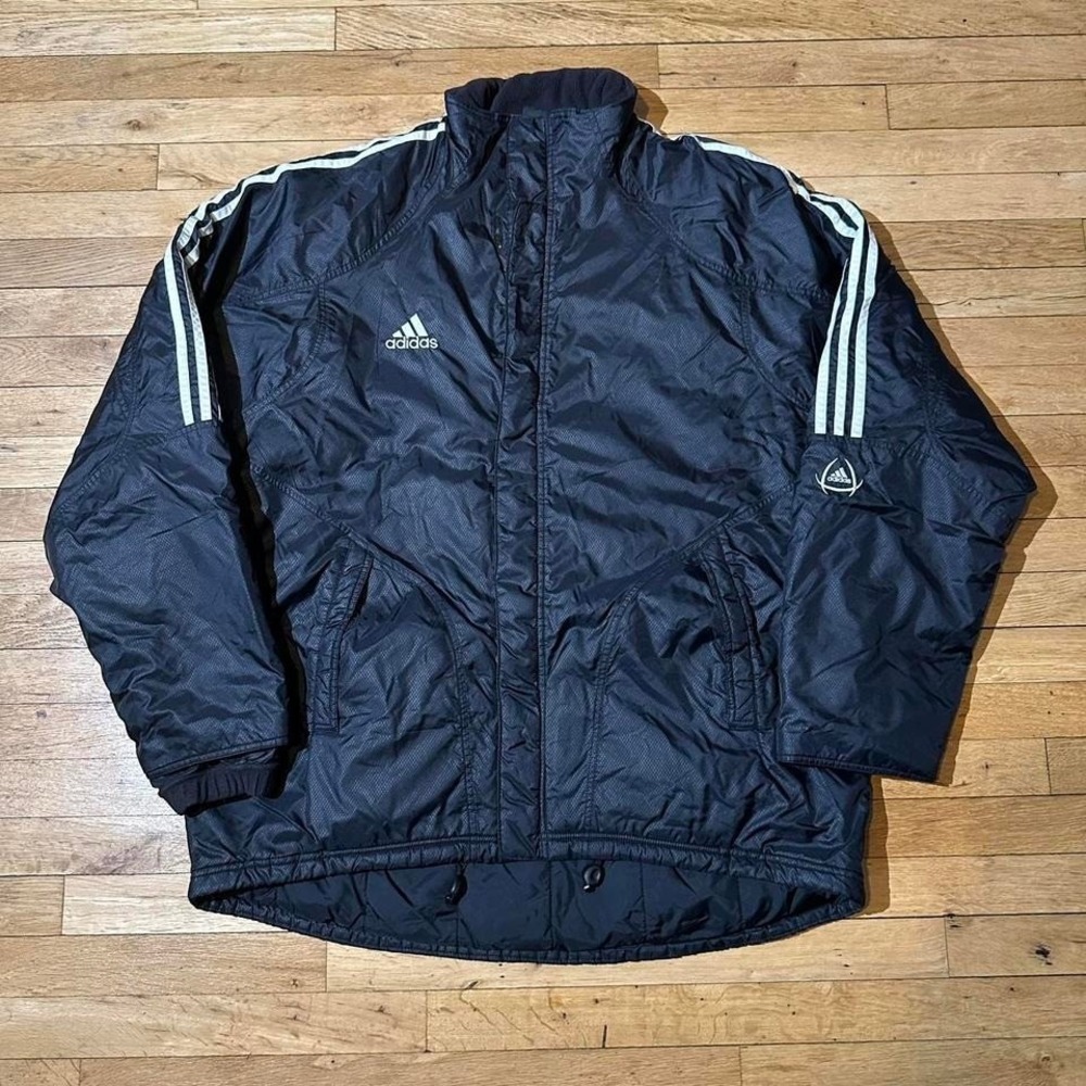 Black‎ Adidas puffer jacket with white stripes adidas Size XL Mens